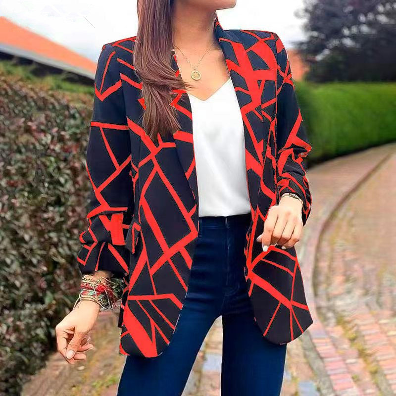 Fashion Printed Collar Without Buckle Business Small Suit
