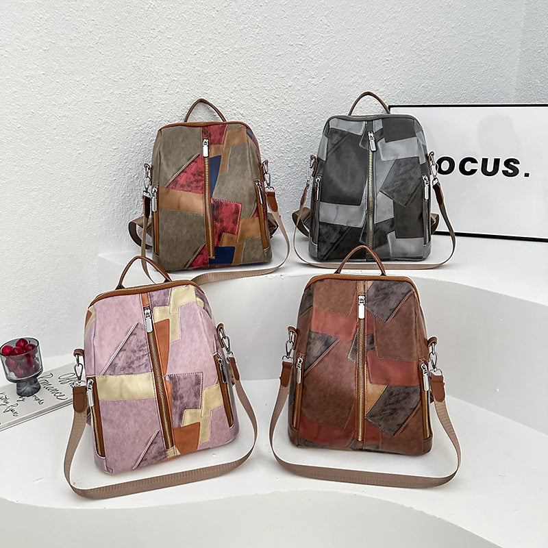 Women's Stitched Cowhide Vintage Summer High Sense Backpacks