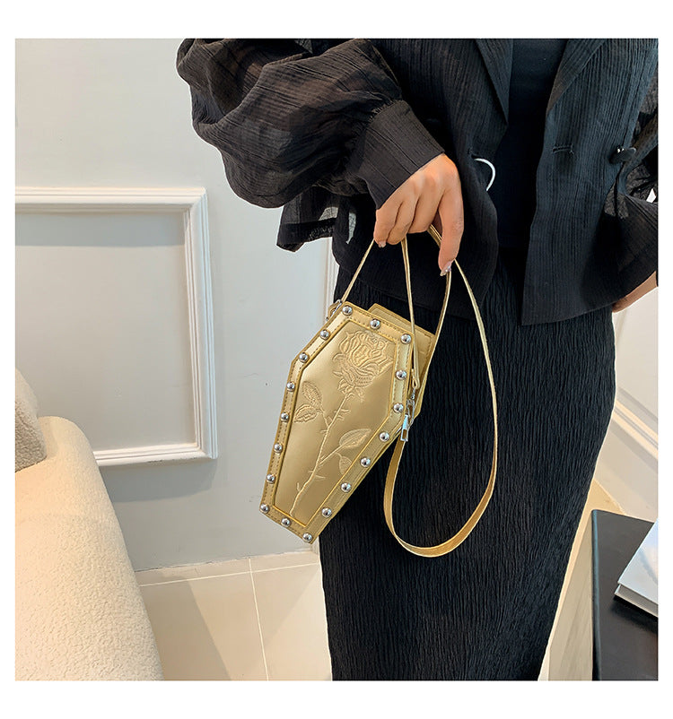 Retro Goth Personality Trend Coffin Female Crossbody Bags