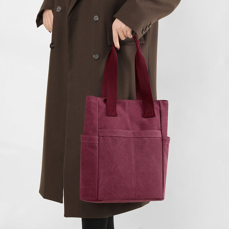 Women's Canvas Simple Korean Style Fashionable Large Shoulder Bags