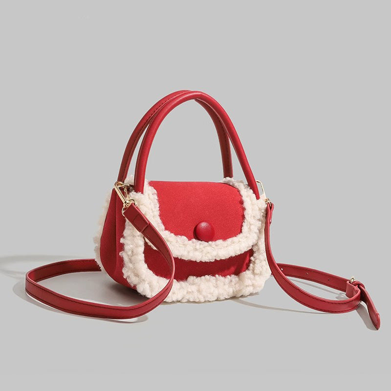 Women's Plush High-grade Niche Saddle Autumn Classic Shoulder Bags
