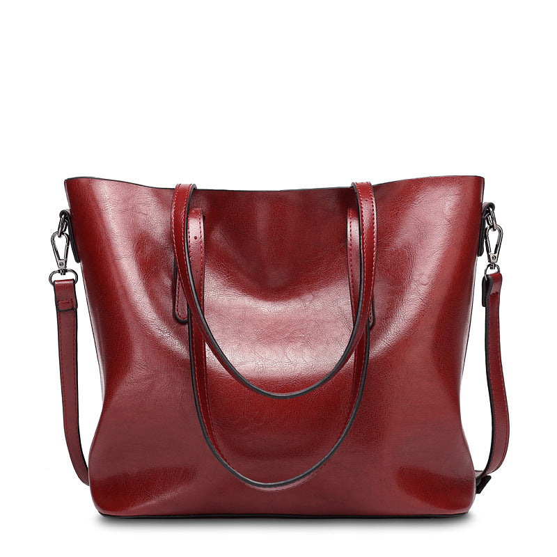 Women's Oil Wax Leather Retro Easy Matching Tote Bags