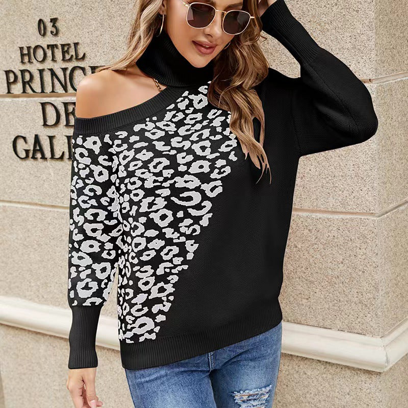 Women's Fashion Wear Leopard Print Long Sleeve Sweaters