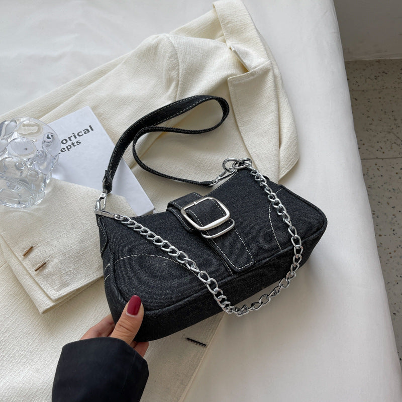 Women's Denim Underarm Fashionable Design Canvas Crossbody Bags