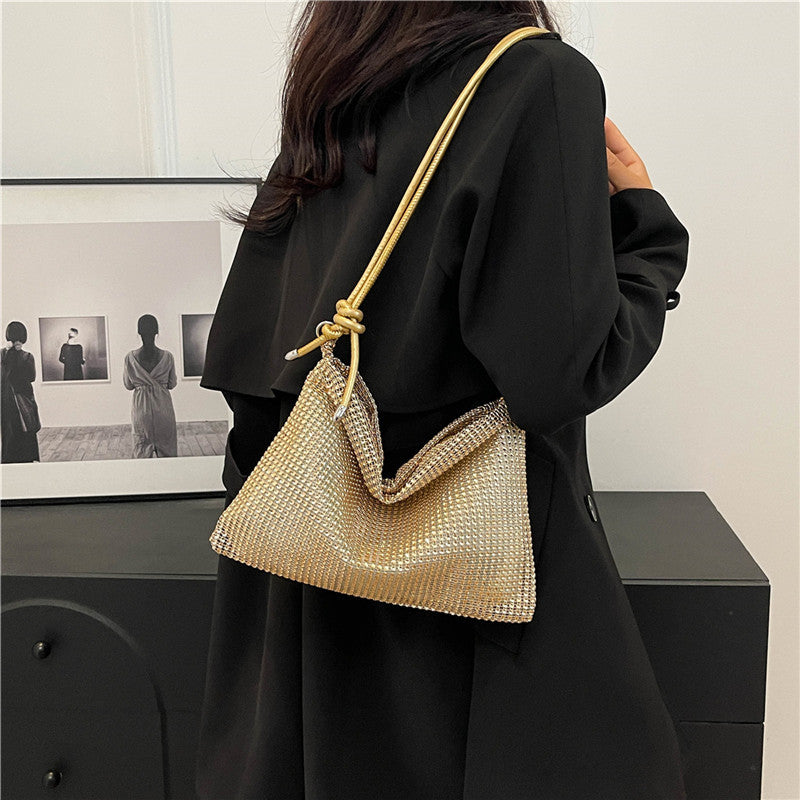 Women's Fashion High Texture Net Drill Niche Simple Shoulder Bags