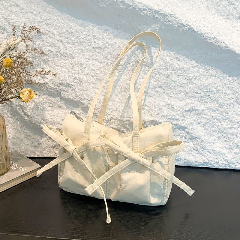 Women's Design Ballet Style Bow Fold Underarm College Simple Lightweight Armpit Bags