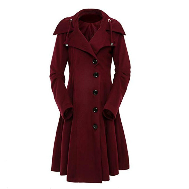 Women's Irregular Hem Reversible Woolen Trench For Blazers