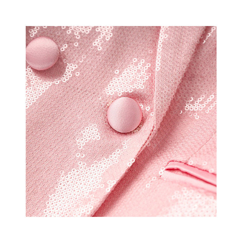 Women's Performance Dress Pink Sequin Nightclub Bar Blazers