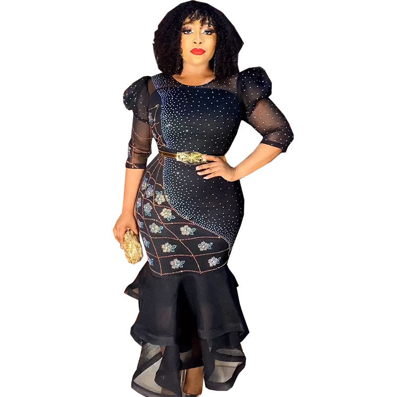 Creative African Fashion Sequined Dress Gown Dresses