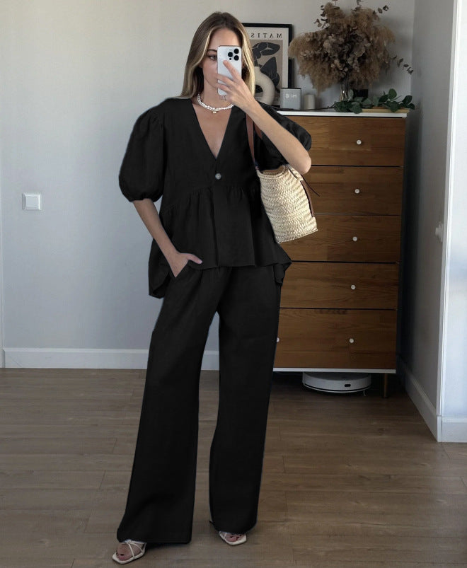 Sweet Solid Color Pure Cotton Puff Suits