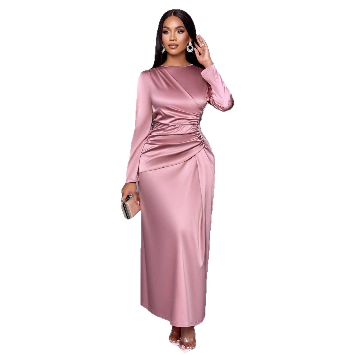 Solid Color High-grade Satin Dress Fashion Elegant Dresses