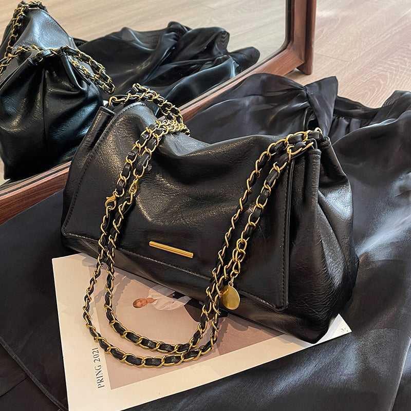 Women's Large Capacity Retro Chain Commuter Texture Shoulder Bags