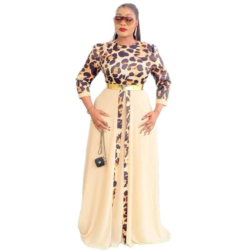 Elegant Commuter Leopard Splicing Chiffon Swing Blouses