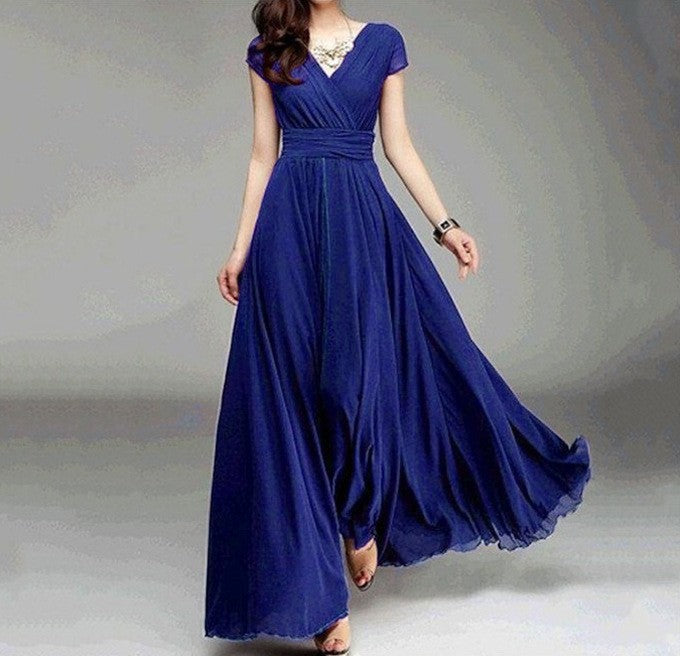 Sleeve Bohemian Chiffon Waist Dress Gown Dresses