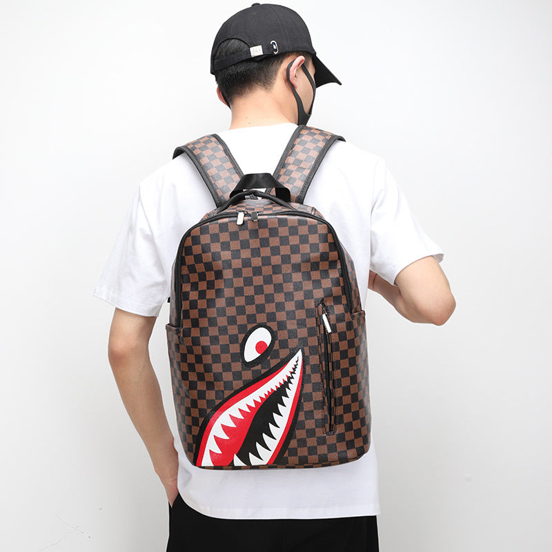 Men's Computer Fashion Trend Plaid Large Capacity Backpacks