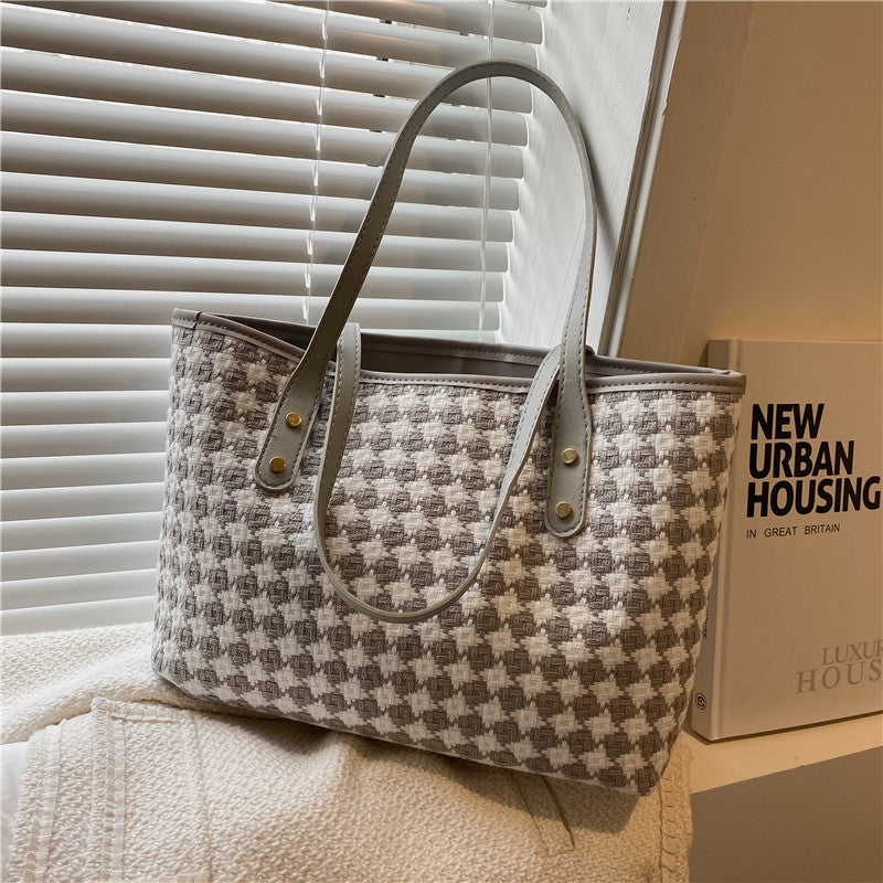 Simple Commute Big Fashion Check Pattern Shoulder Bags
