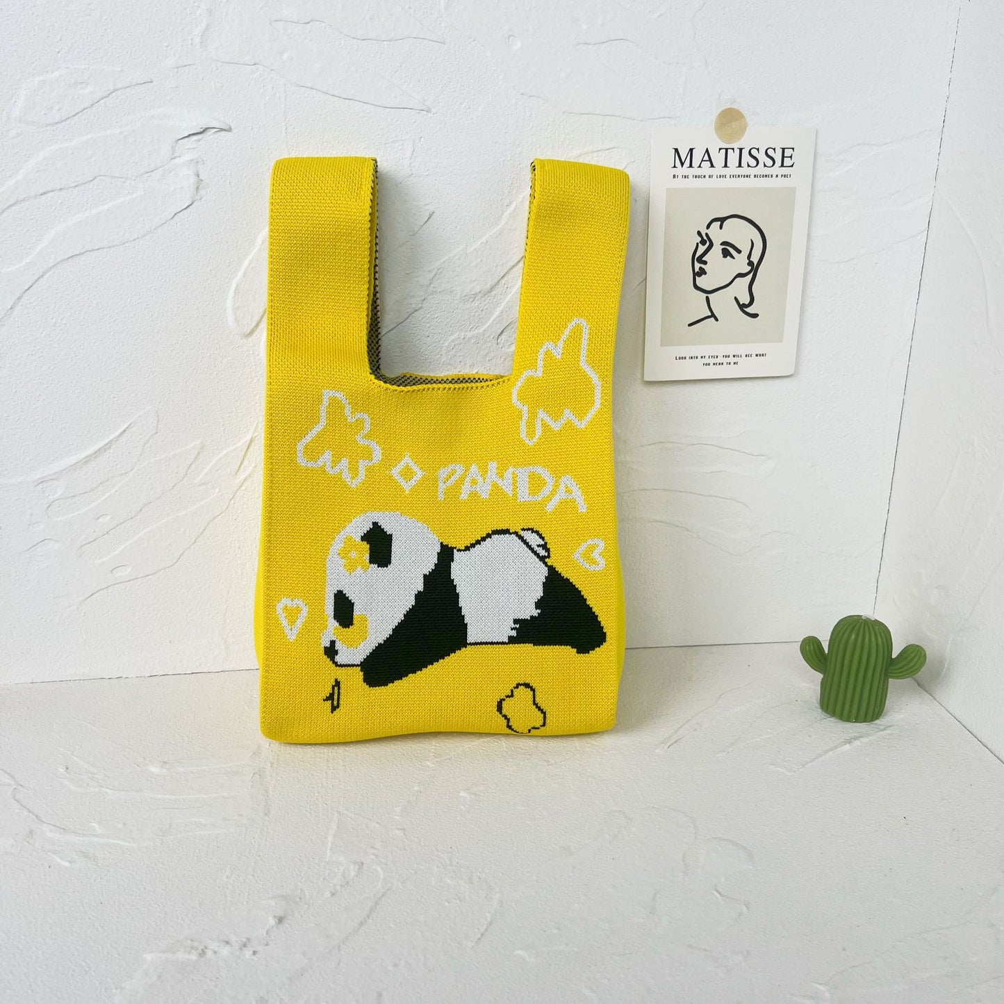 Women's High-grade Panda Knitted Polyester Knit Phone Bags