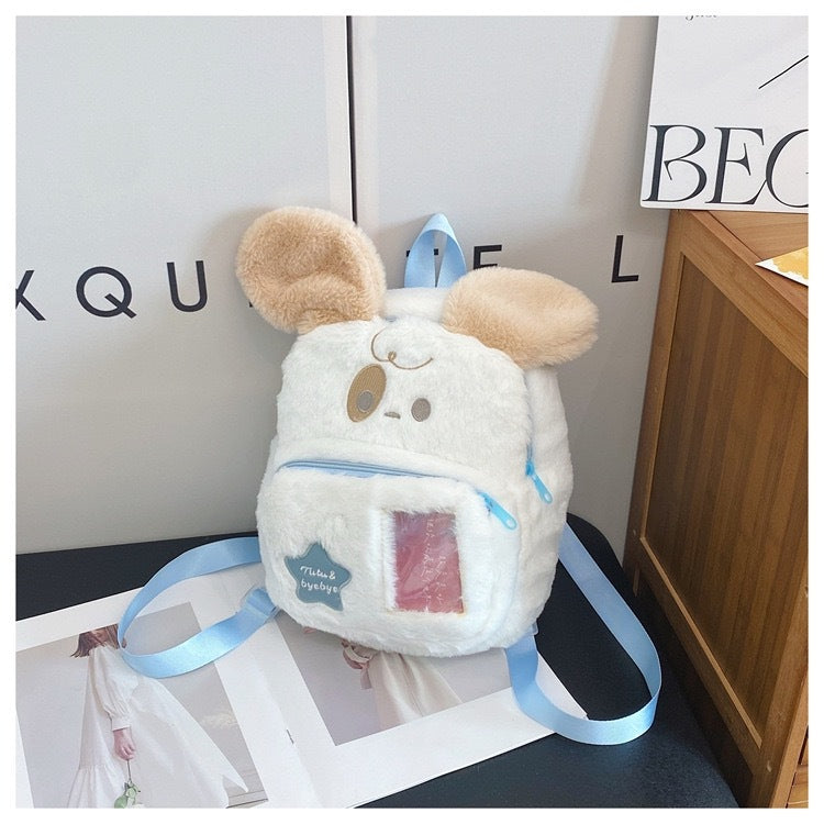 Plush Puppy Cartoon Cute Simple Furry Backpacks
