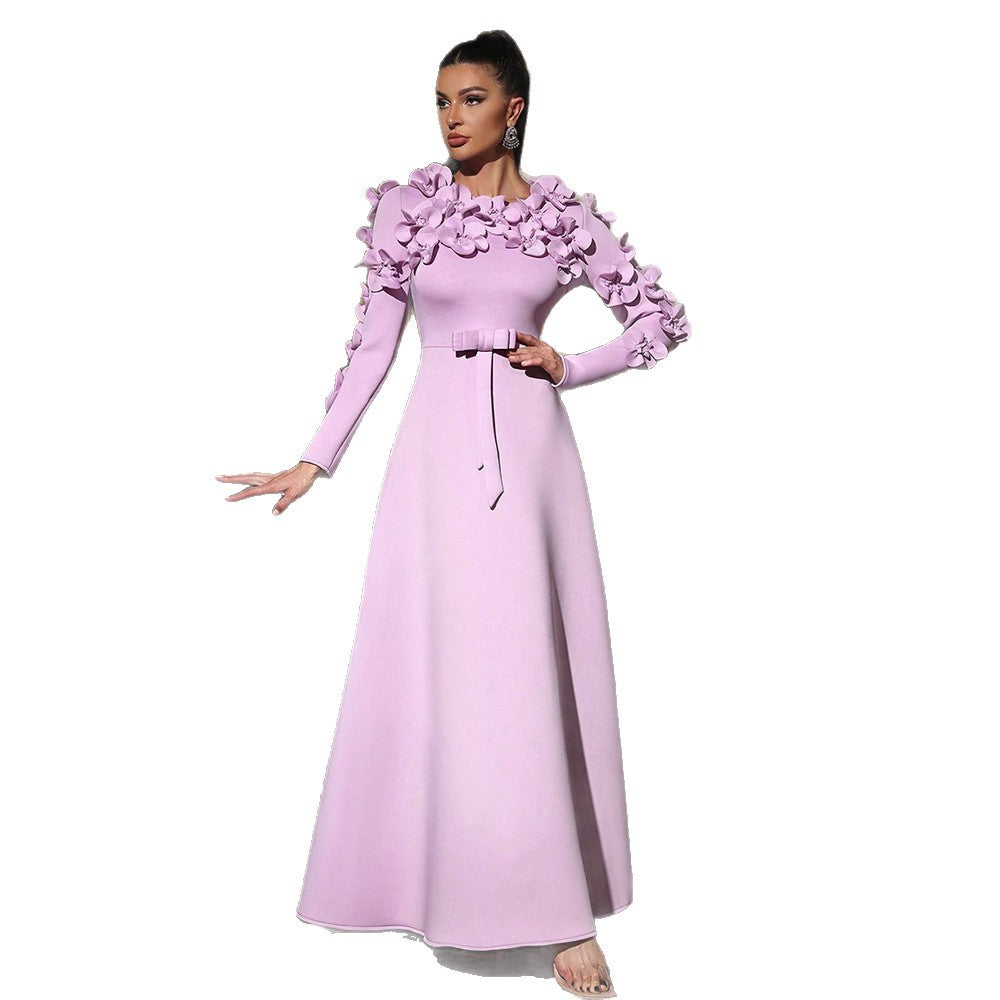 Women's Flower A- Line Dress Autumn Patchwork Dresses