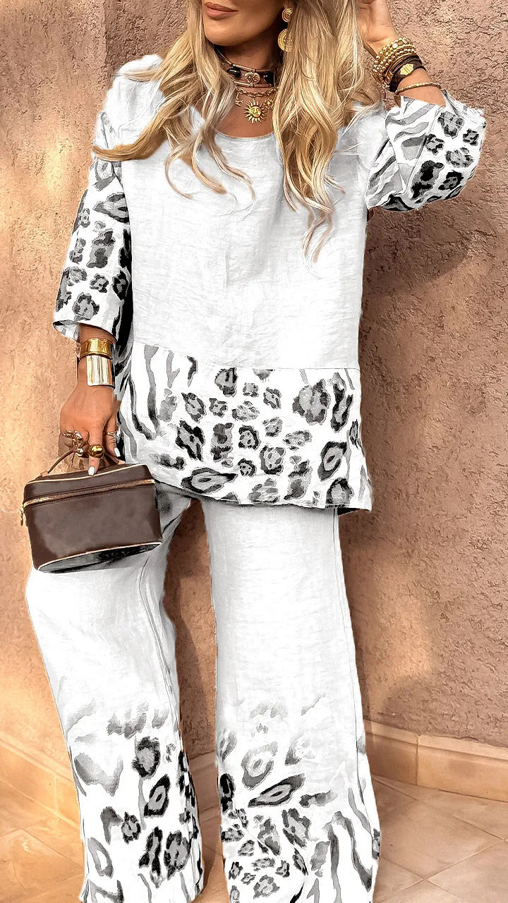 Women's Floral Print Mid-length Sleeves High Waist Suits