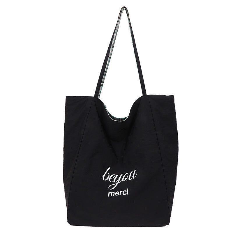 Style Artistic Plaid Simple Double-sided College Shoulder Bags