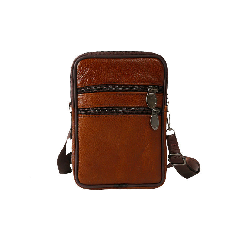 Casual Men's Versatile Vertical Leather Zipper Men's Messenger Bags