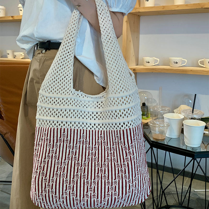 Women's Knitted Stylish Woven Niche Retro Woolen Shoulder Bags