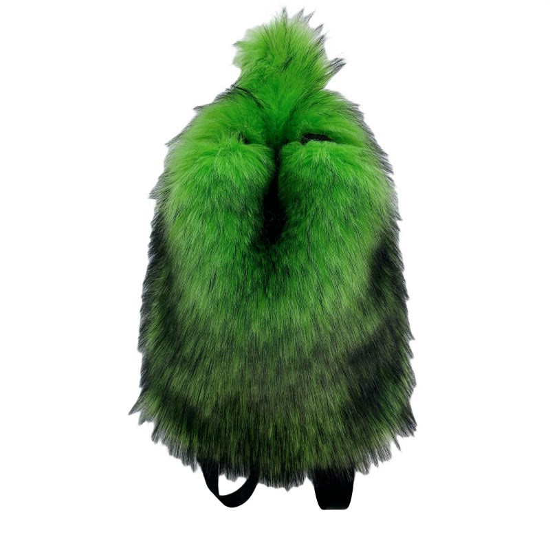 Popular Slouchy Fur Female Versatile Plush Backpacks