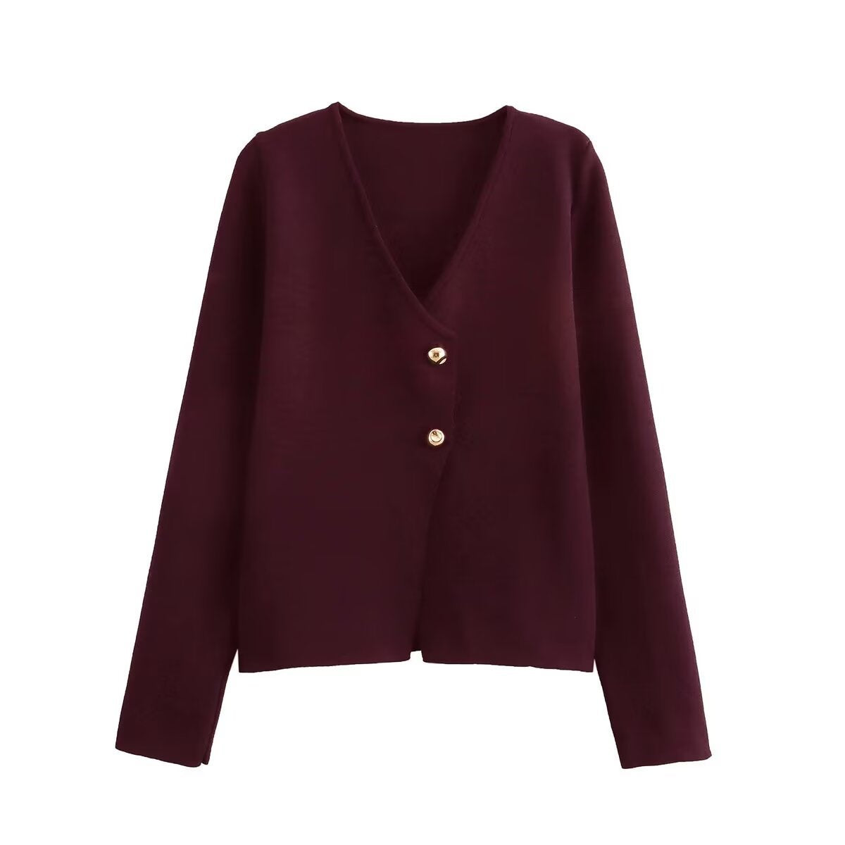 Women's Gold Decorated Row Button Long Sleeve Blouses