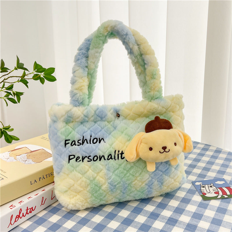 Heart Plush Color Gradient Soft Smart Tote Bags