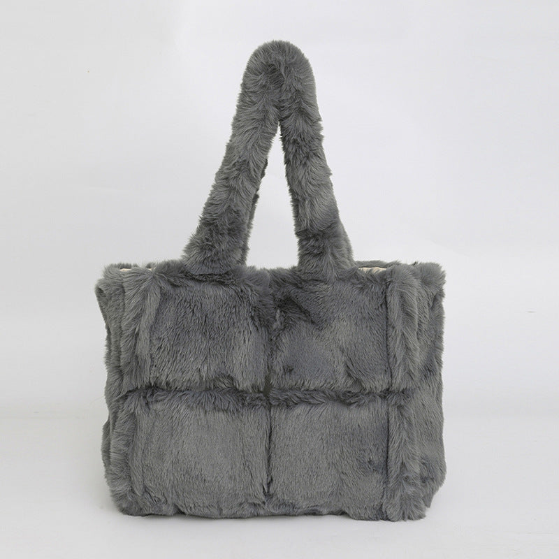 Women's Plush High-grade Versatile Underarm Fashion Patchwork Shoulder Bags