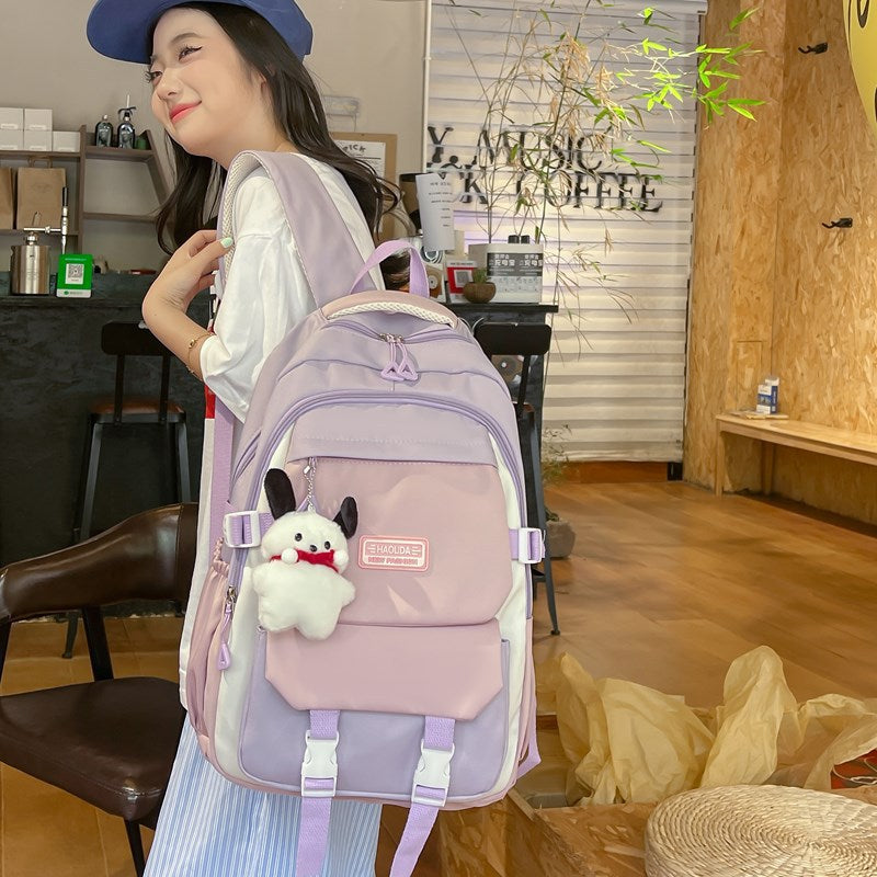 Junior High College Versatile Contrast Color Backpacks