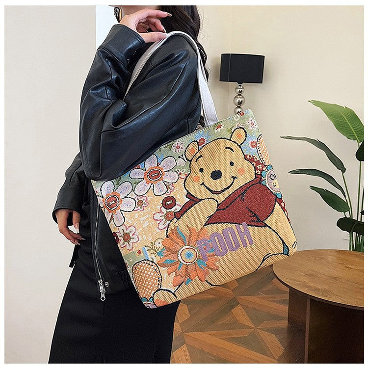 Silk Jacquard Embroidered Cloth Large Capacity Tote Bags