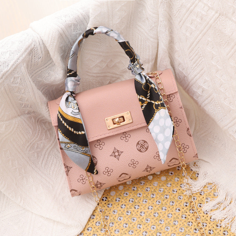 Fresh Sweet Autumn Print Silk Scarf Crossbody Bags