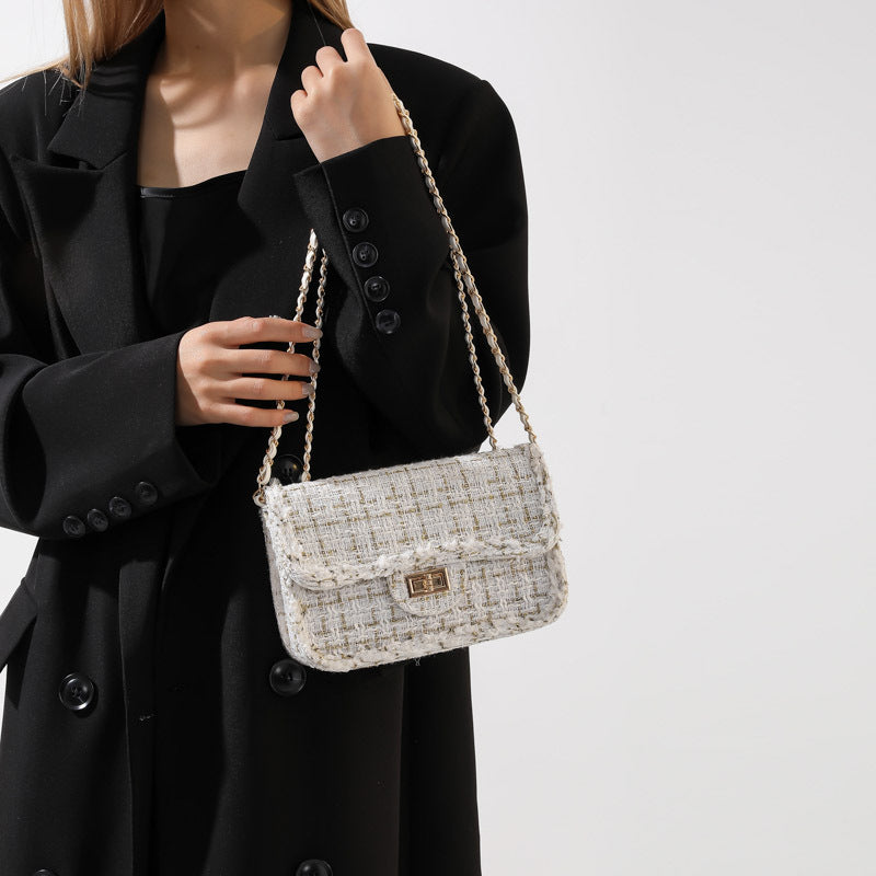 Woven Niche Temperament Chic Woolen Chain Shoulder Bags