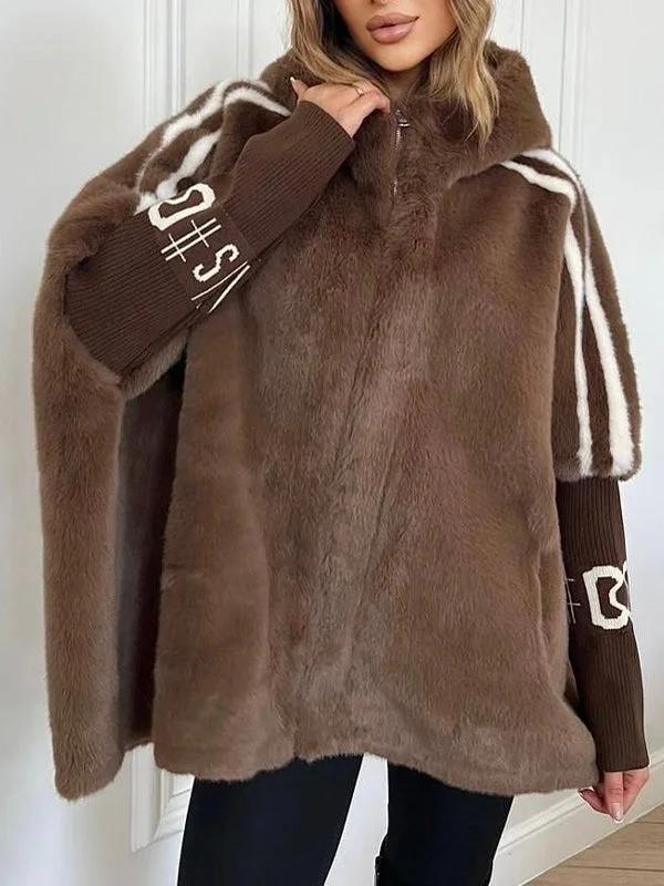 Women's Mink Fur Stand Collar Loose Slimming Shorts