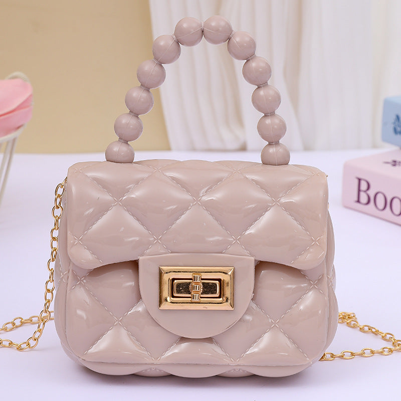 Women's Fashion Pearl Chain Portable Mini Gel Shoulder Bags