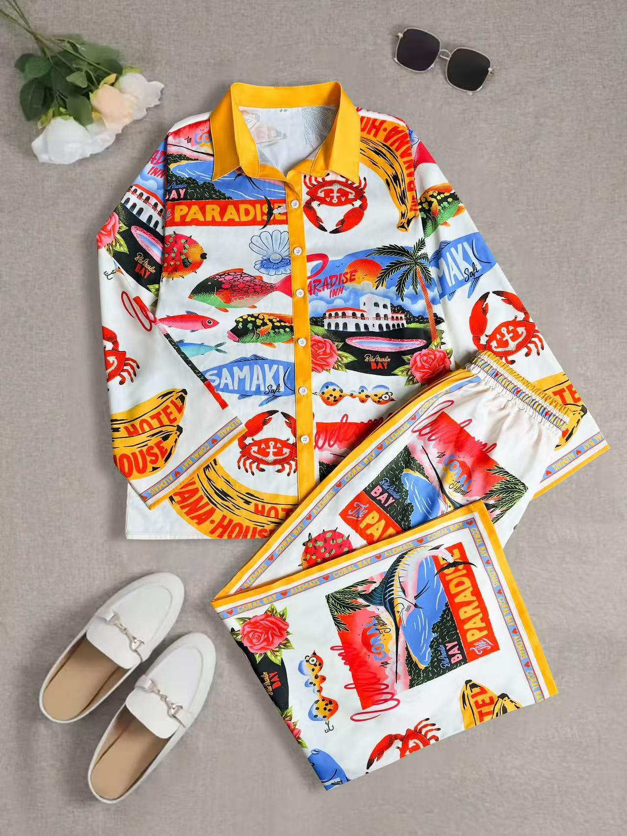 Women's Style Cruise Wear Seaside Tropical Printing Suits