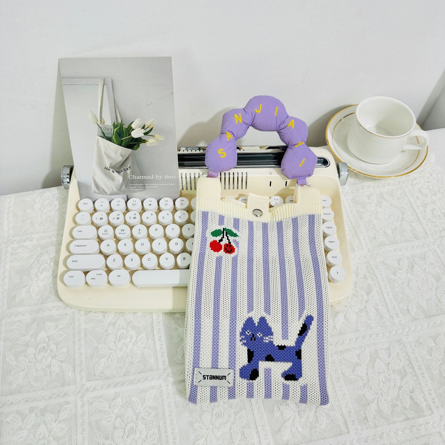 Creative Cute Cartoon Cat Knitted Mini Crossbody Bags