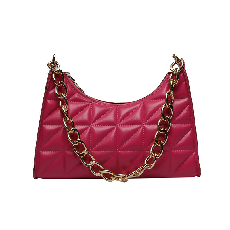 Women's Fashionable Korean Rhombus Underarm Texture Chain Crossbody Bags