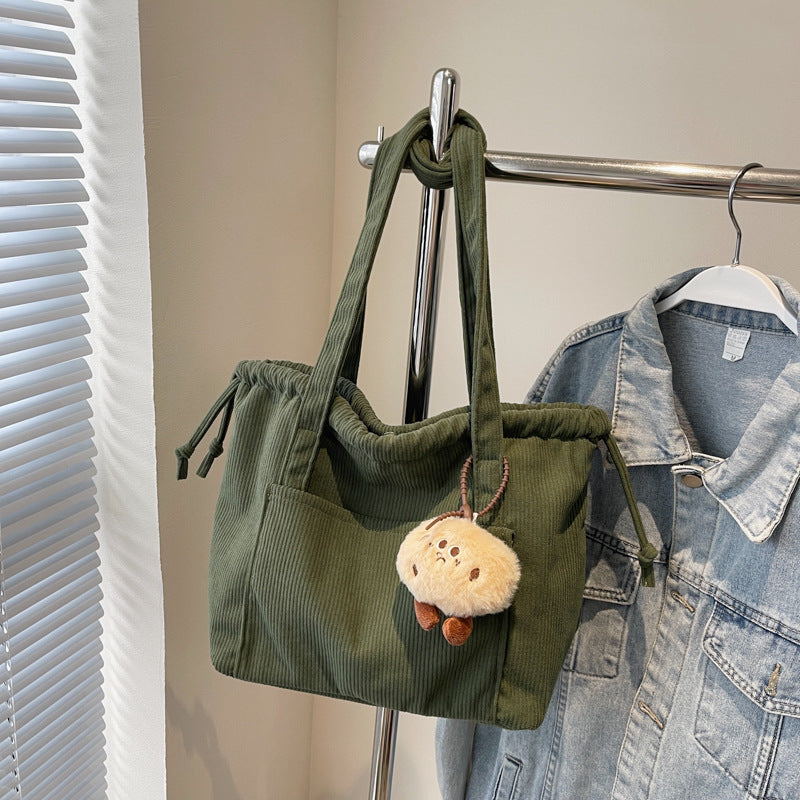 Women's Corduroy Striped Underarm Large Capacity Totes Tote Bags