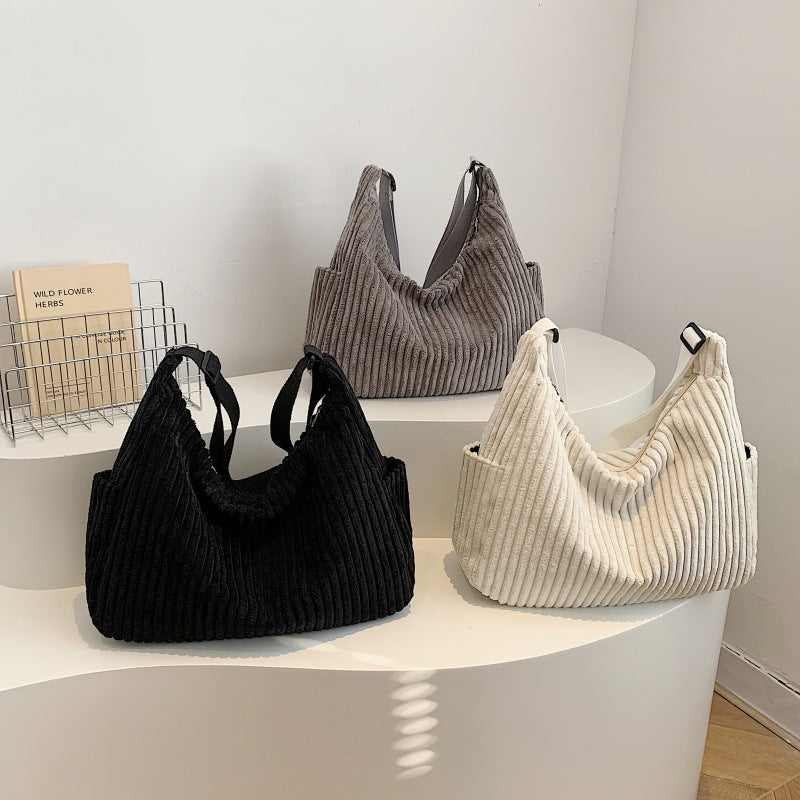 Trendy Corduroy Large Capacity Commute Minimalist Crossbody Bags