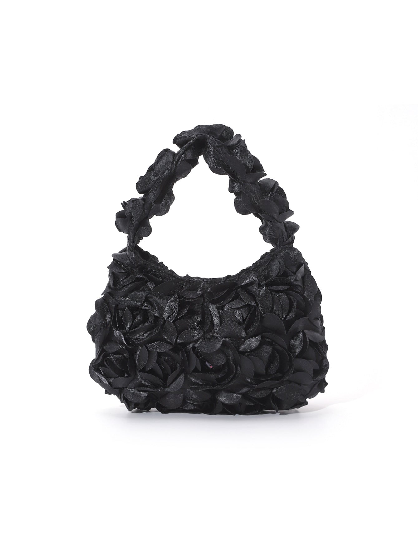 Women's Three-dimensional Rose Flower Sequins Selenodont Satin Evening Bags