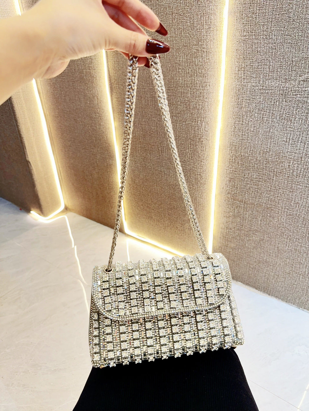 Durable Retro Underarm Fashion Rhinestone Dinner Evening Bags