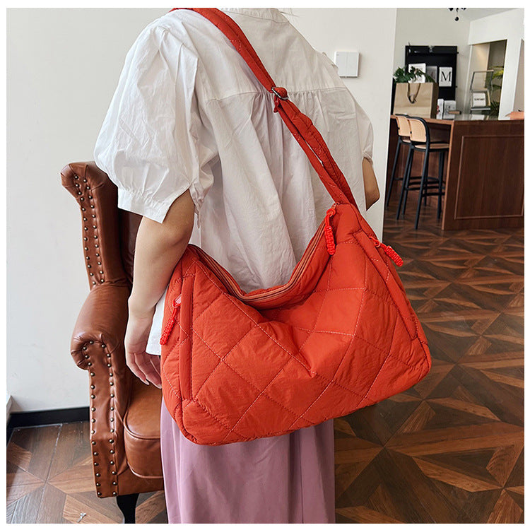 Women's Nylon Down Korean Rhombus Lightweight Large Bags