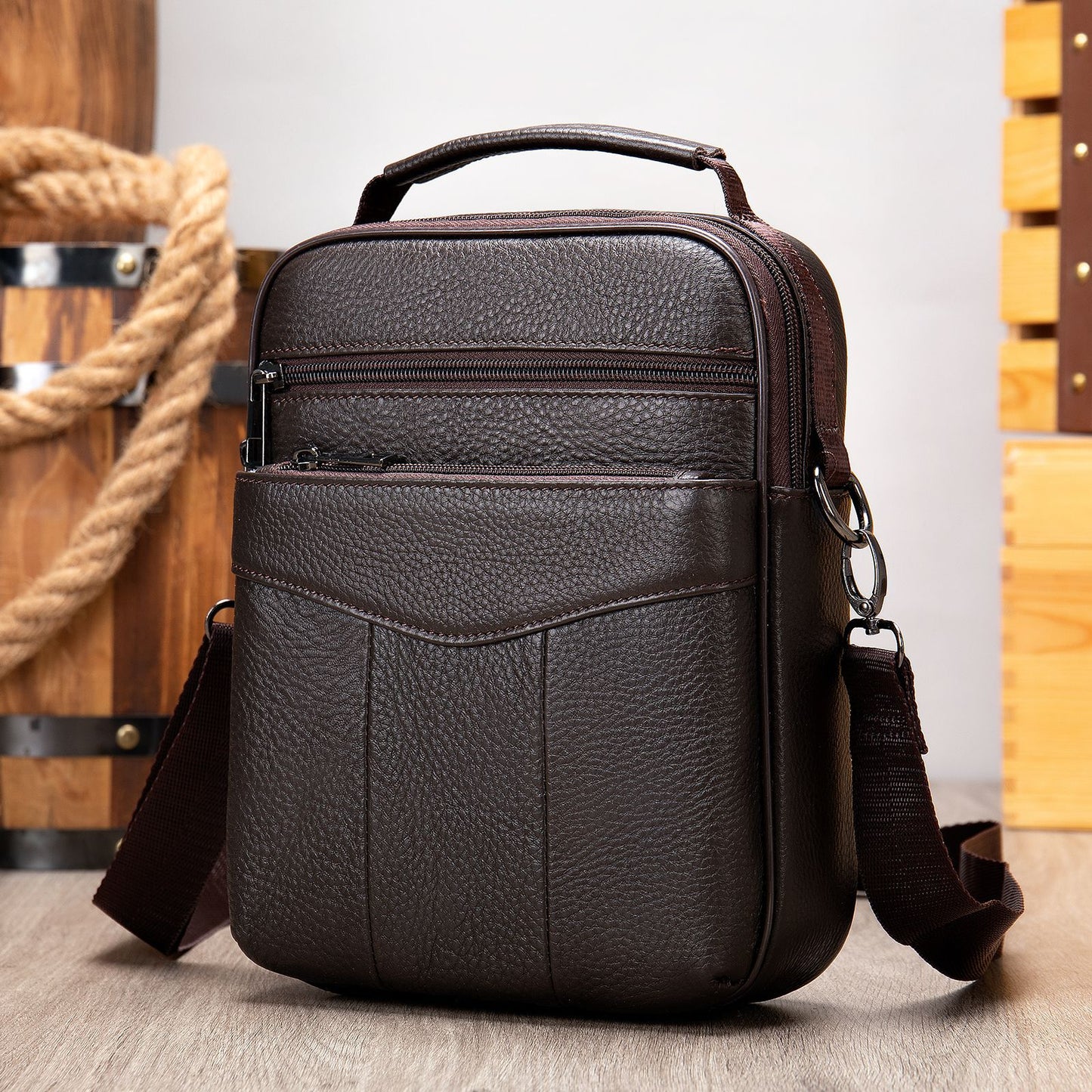 Men's Genuine Leather Vertical High-grade Cowhide Fashion Men's Shoulder Bags