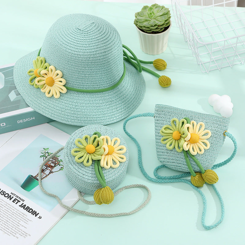 Women's & Children's Seaside Beach Weaving Straw Hat Pastoral Children's Coin Purse