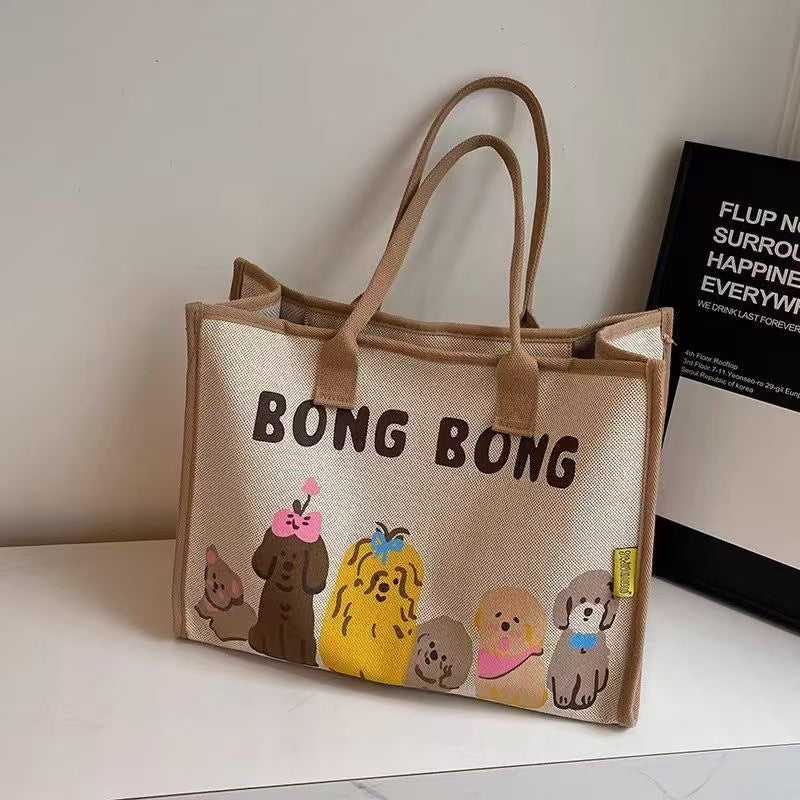 Women's Printed Canvas Large Capacity Outing Shopping Shoulder Bags