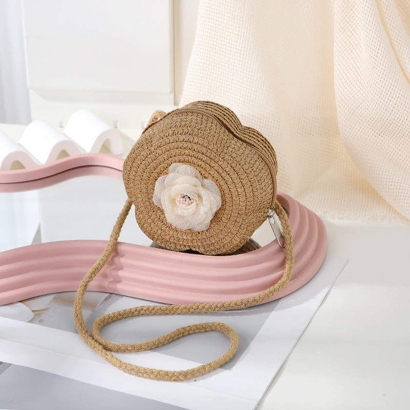 Women's Woven Seaside Flower Beach Summer Mini Children's Coin Purse