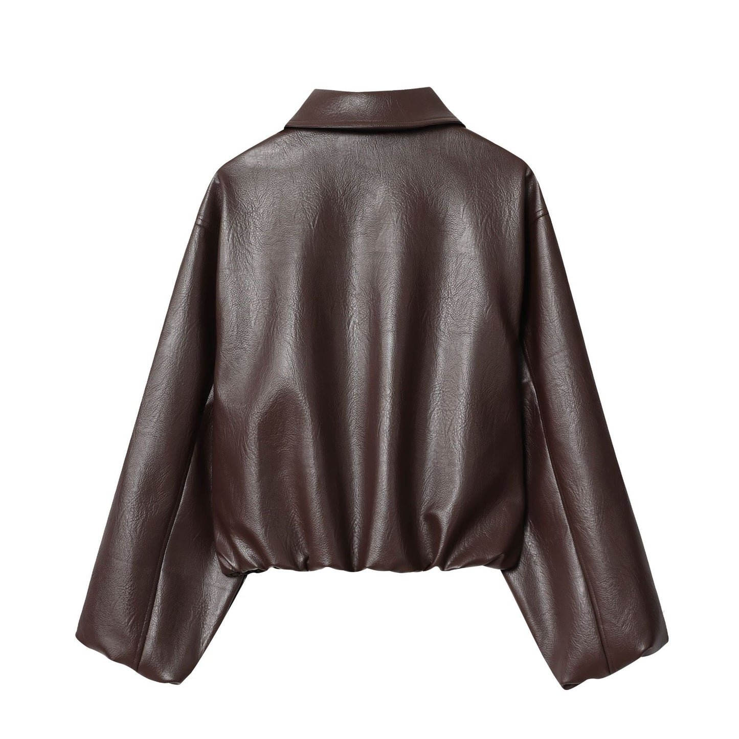 Autumn Faux Leather Solid Color Bomber Jackets